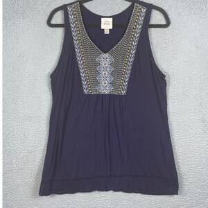 Knox Rose Womens Size M Sleeveless Blouse Crochet Embroidered Tank Top Boho